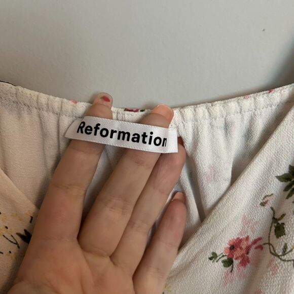 Reformation Dietrich Dress White Rose Floral Size 10 - Picture 7 of 16